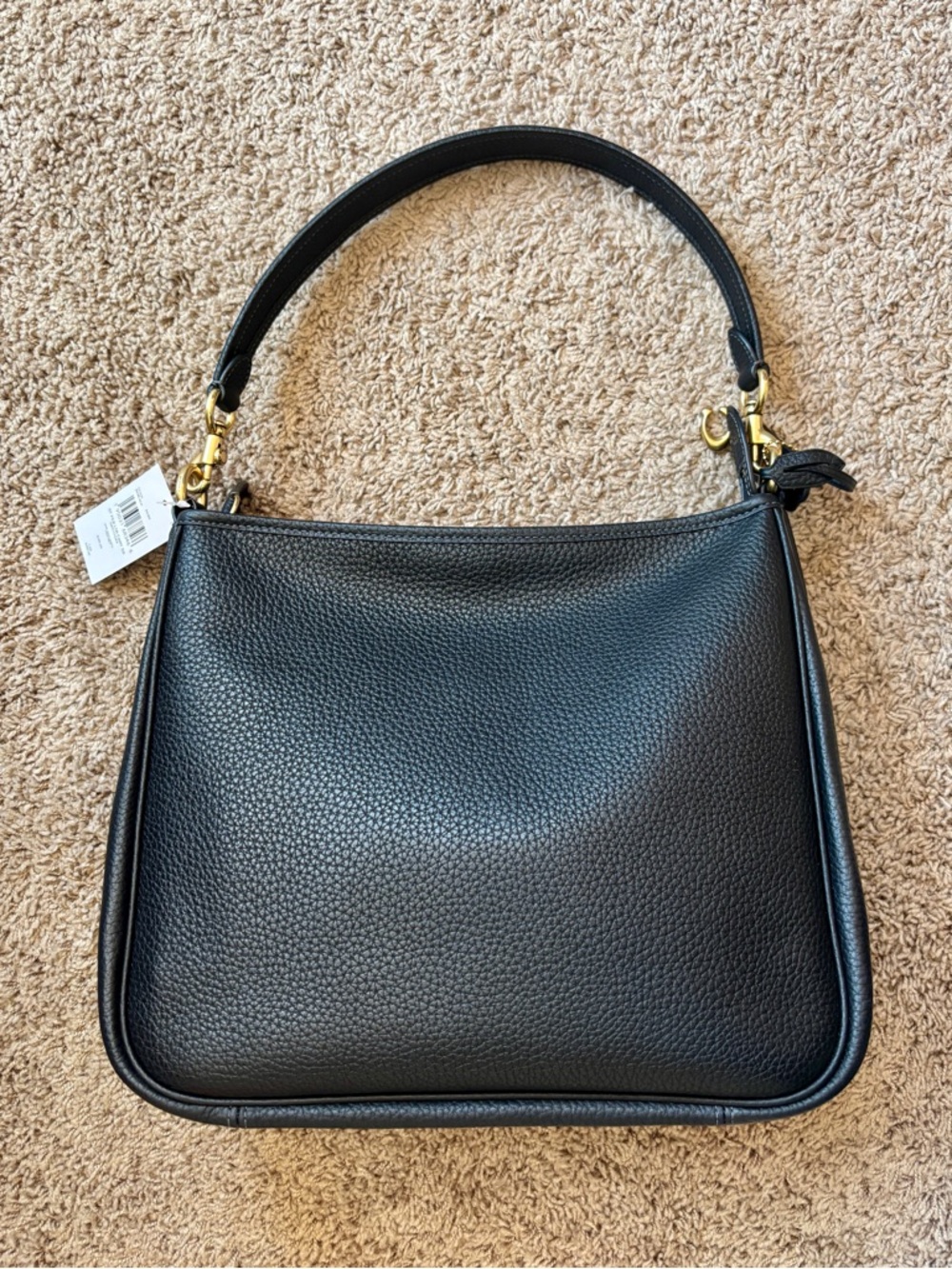 COACH Soft Pebble Leather Cary Shoulder Bag Black